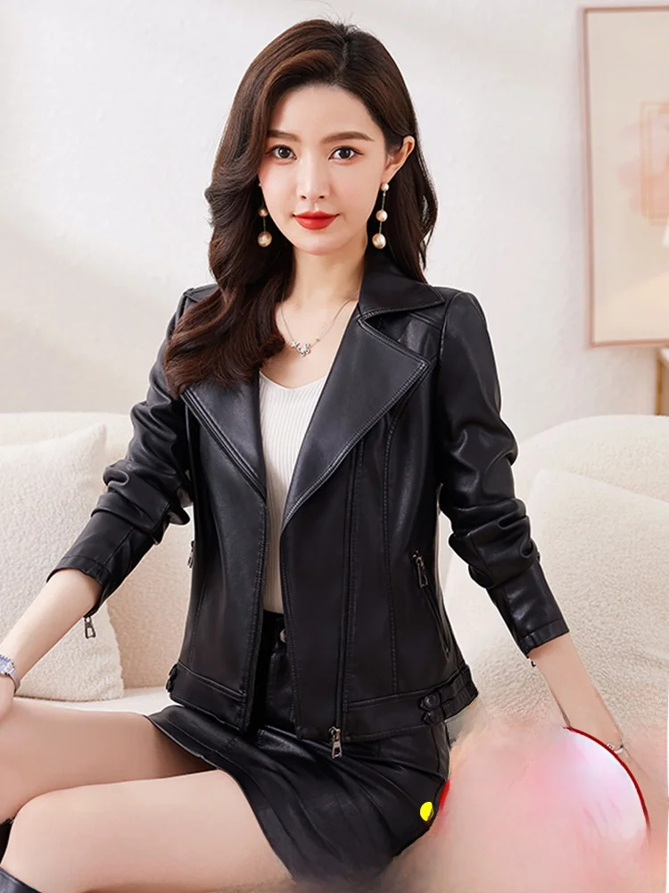 

Ning Genuine Leather Jaet Women's Coat 2025 Spring Autumn New Sle eepskin Korean Version Slim ort Leather Jaet