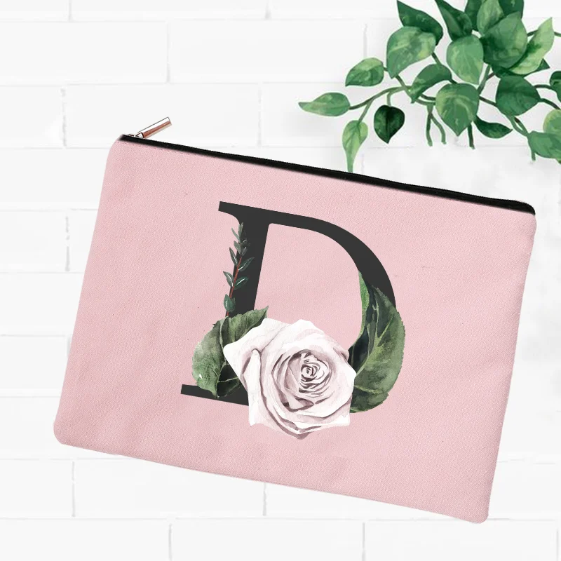 Bolsa de cosméticos rosa con letras para mujer, bolsa de almacenamiento de lavado, fiesta de boda, regalos de novia, estuche de maquillaje de dama de honor, organizador de artículos de tocador de belleza