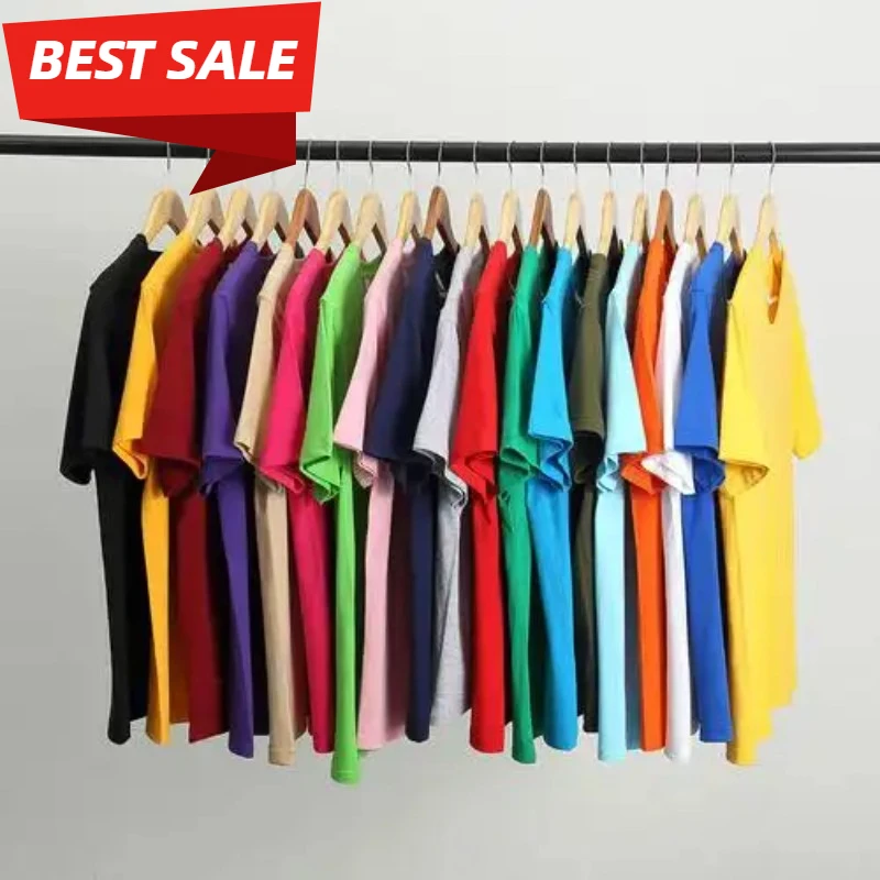 プラスサイズ半袖多用途ラウンドネック無地コットンTシャツルーズショルダーデザインカスタマイズ可能なDIY広告シャツ