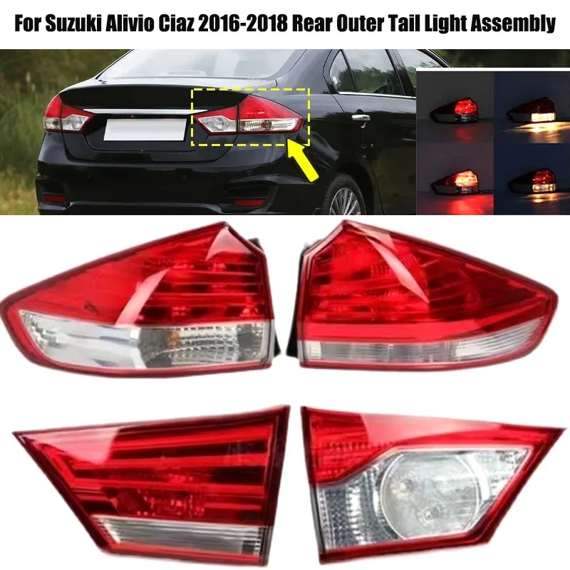 Rear Outer Tail Light Assembly For Suzuki Alivio Ciaz 2016-2018 Low Spec  Halogen Turn Signal Lamp Housing Replacement