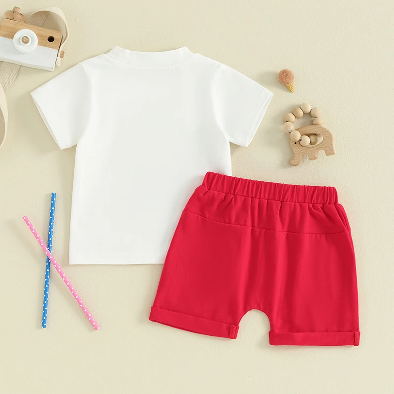 Kleinkind Jungen 2-teiliges Outfit Kurzarm T-Shirt mit Dinosaurier-Print und Jeans shorts für Sommer abenteuer