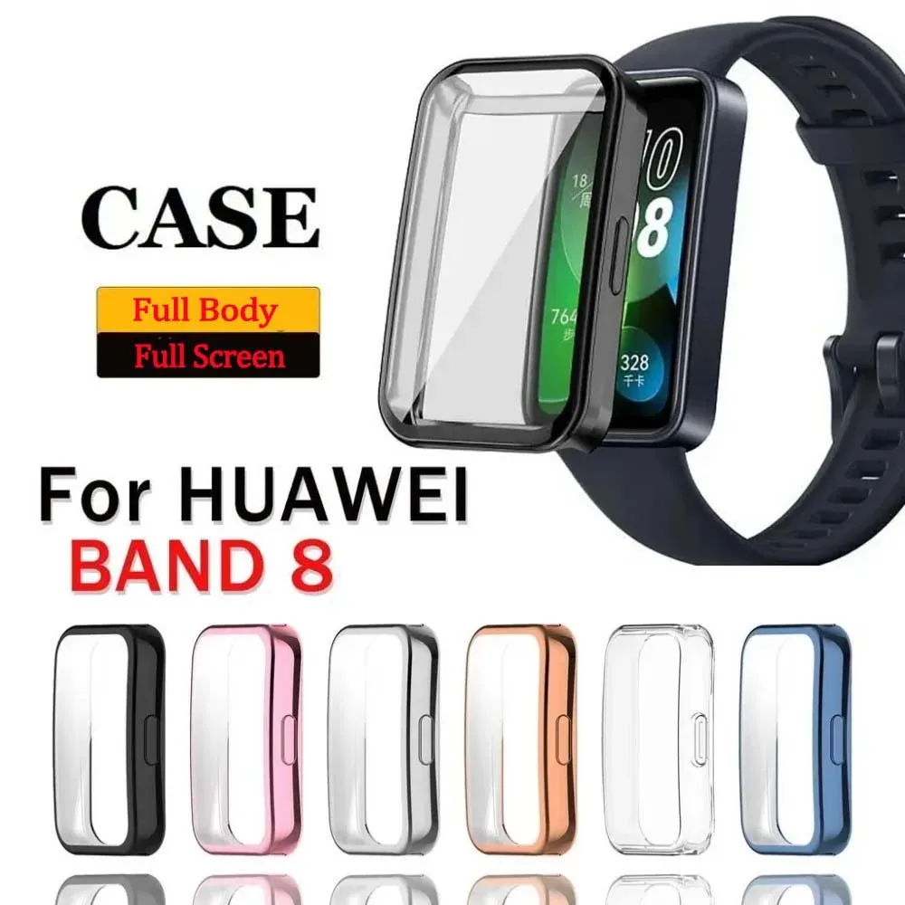 Soft TPU Case For Huawei Band 9 / 8 /10 Shell Frame Bumper Screen Protector Glass Band 9 Full Clear Protective Cover Film Case