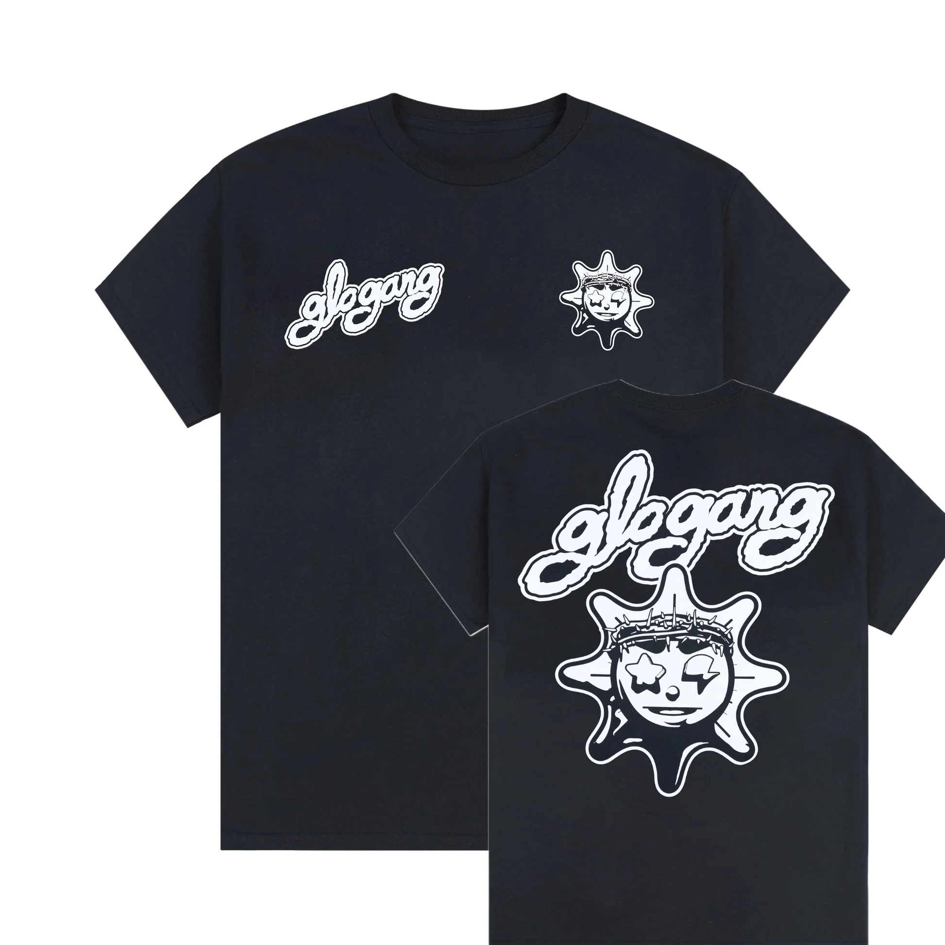 High-quality Summer Short-sleeved Men Glo Gang Boyz World Wide Tee Drinks Cartoon Unseix Oversize Cotton Short-sleeved T-shirts