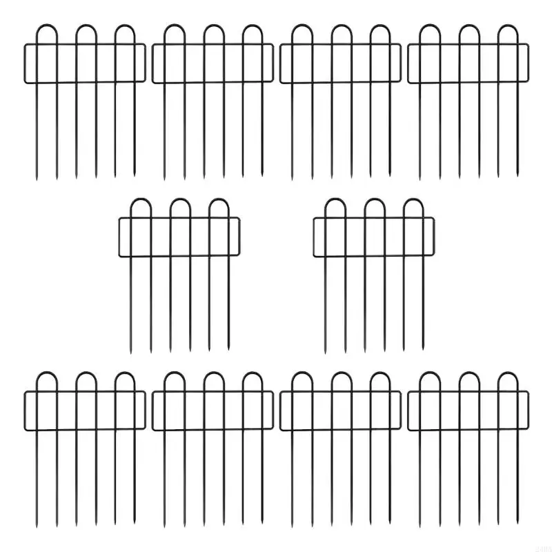 24BA 10Pcs Metal Garden Fences 13x24Inch Square Flower Edging Wire Border Panel Fencing Animal Barrier Fence for Patio Yard