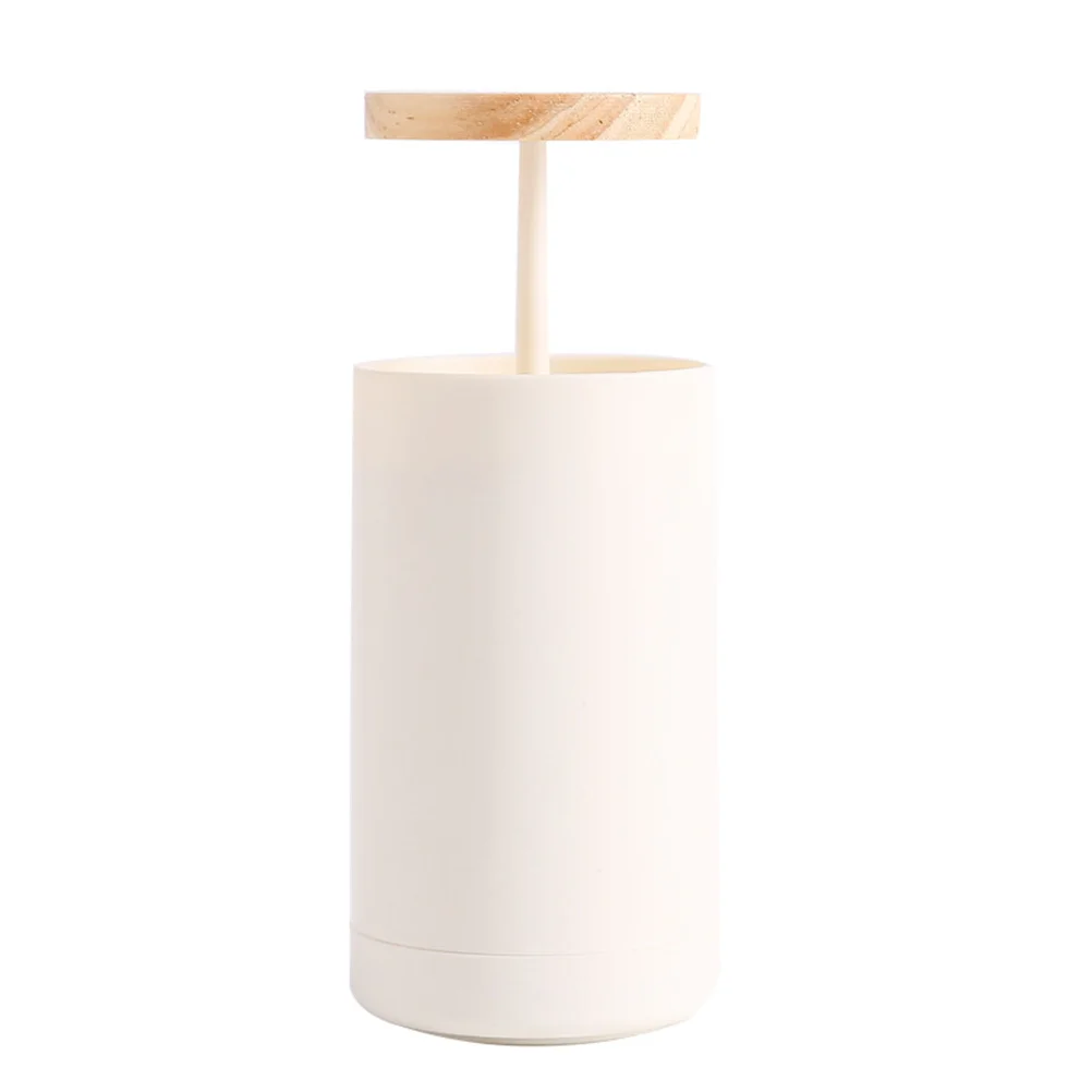 

Toothpick Can Beige Press Button Design Retractable Toothpick Holder Box Creative Cotton Swabs Storage Case for Home Travel