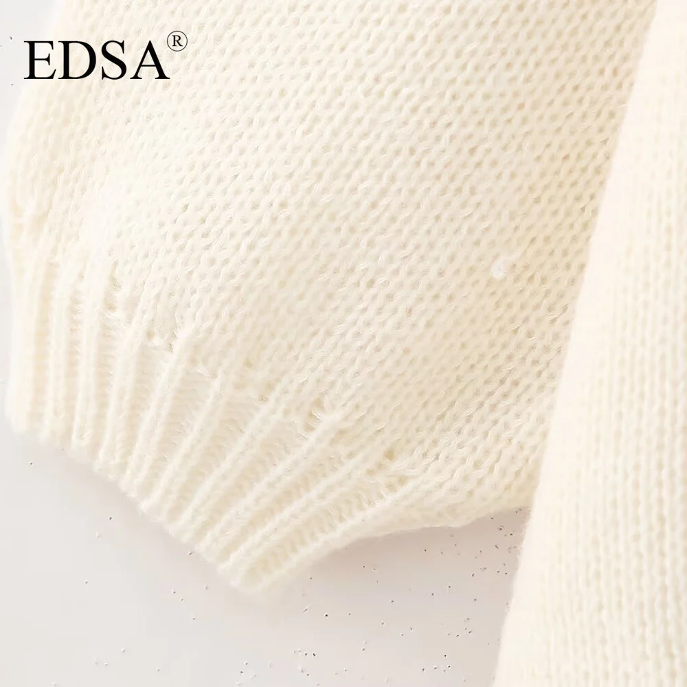 EDSA Women Basic Casual Loose Button Plain Knit Sweater Solid Coat New 2024 Autumn Winter Fasion Lazy Cozy Basic Sweater