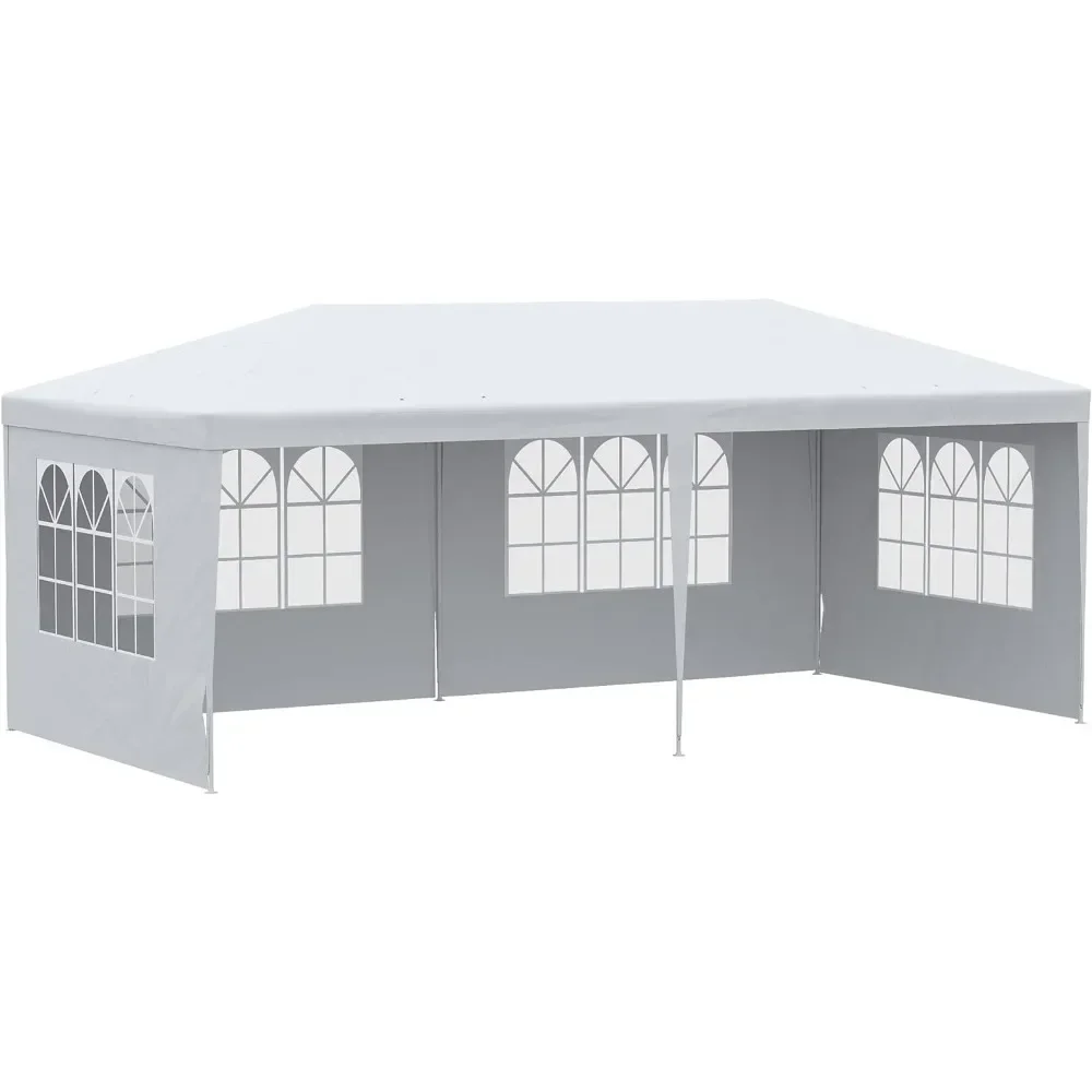 

Large Party Tent, Events Shelter Canopy Gazebo with 4 Removable Side Walls, Shade Shelter for Weddings