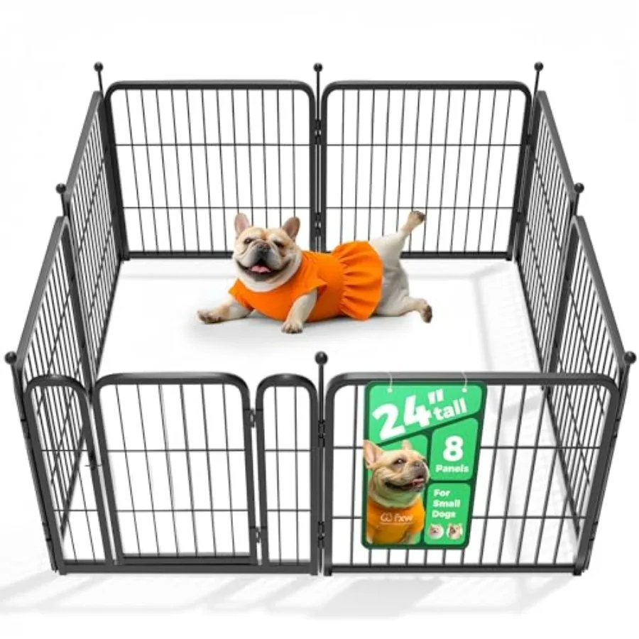 

Rollick Unleashed Dog Playpen for Indoor Yard RV Camping 24 inch 8 Panels for Small and Puppy Dogs Black│Patented