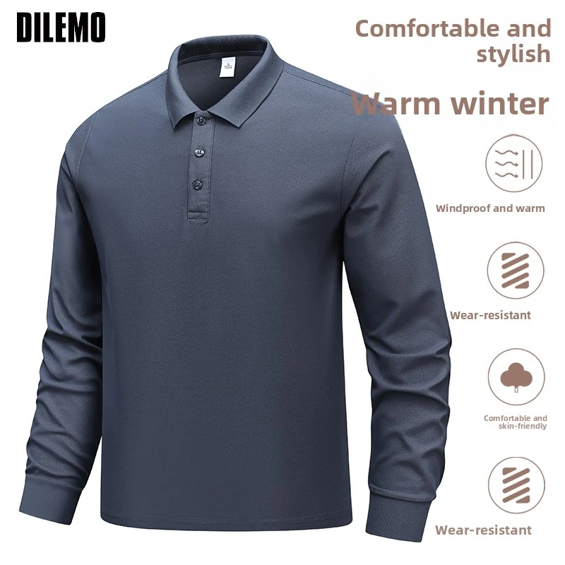 

Top Quality PIQUE Fabric Spring Autumn Loose Brand Designer Polo Shirt Simple Fashion Casual Trendy Long Sleeve Tops Men Clothes