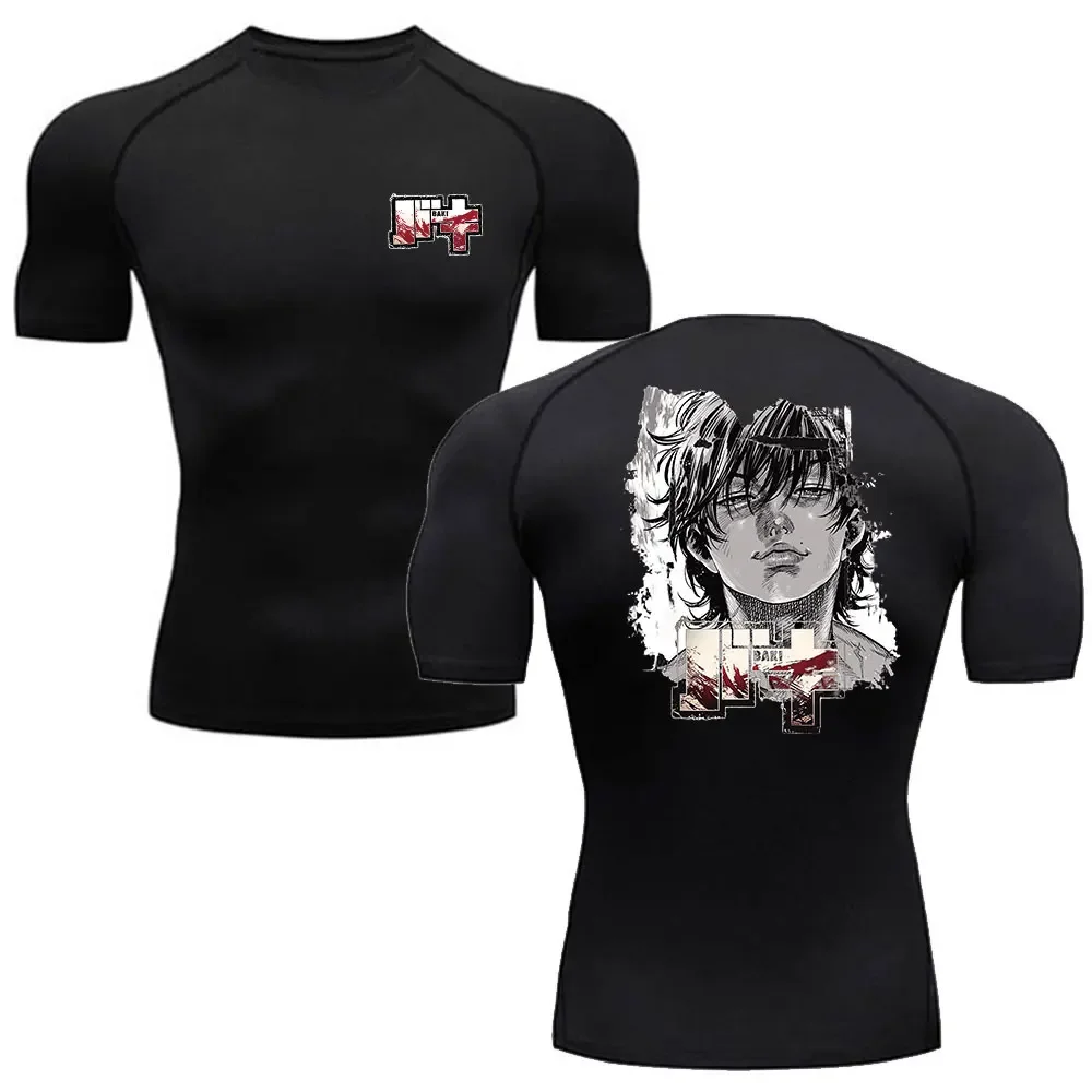 Fitness T-Shirt Anime Baki Hanma Men T-Shirt Gym Outdoor Training MMA Rash Guard Boxing T-Shirt Herren Jiu Jitsu Bjj Sport Shirt
