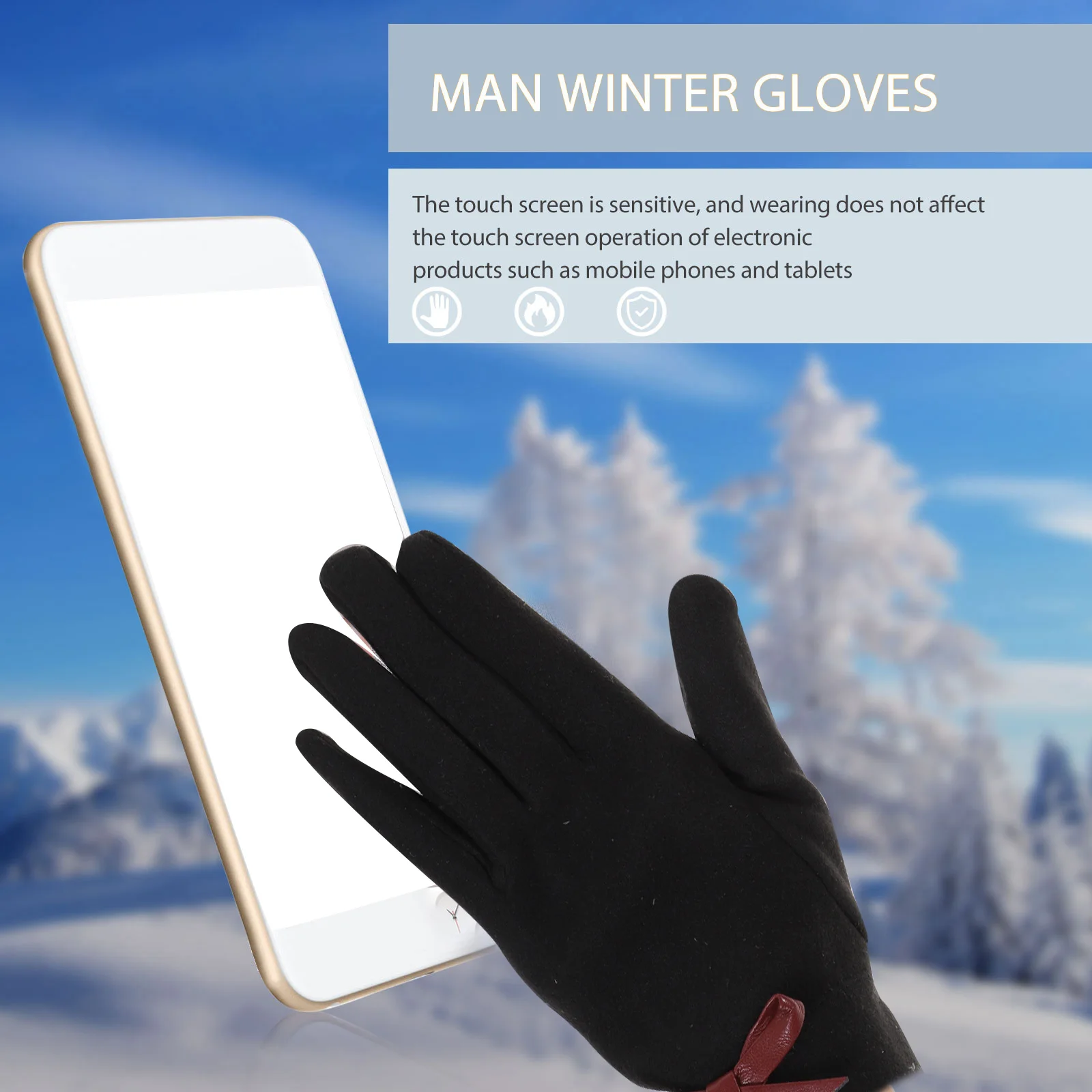 1Pair Women Thermal Gloves Winter Warm Touchscreen Gloves for Cold Weather Protection
