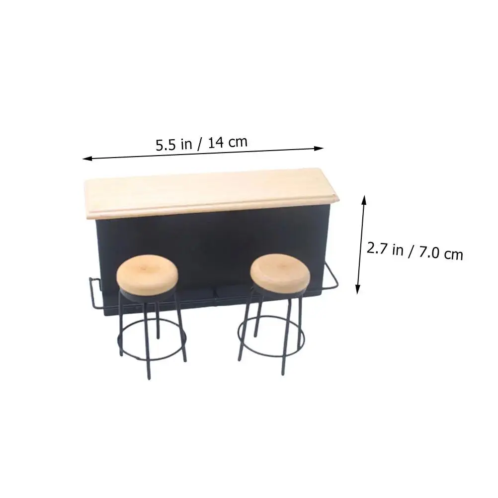 DIY ミニパブおもちゃ 1: 12 スケールドールハウスおもちゃミニチュアカウンター木製テーブル家具椅子バー