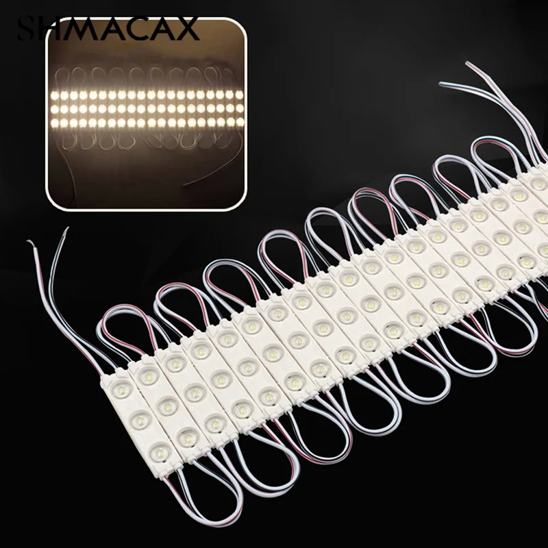 20pcs DC12V SMD 3 LED Module Injection Waterproof IP67 Decorative 2835 Hard Strip Bar Light Lamp White Red Green Blue