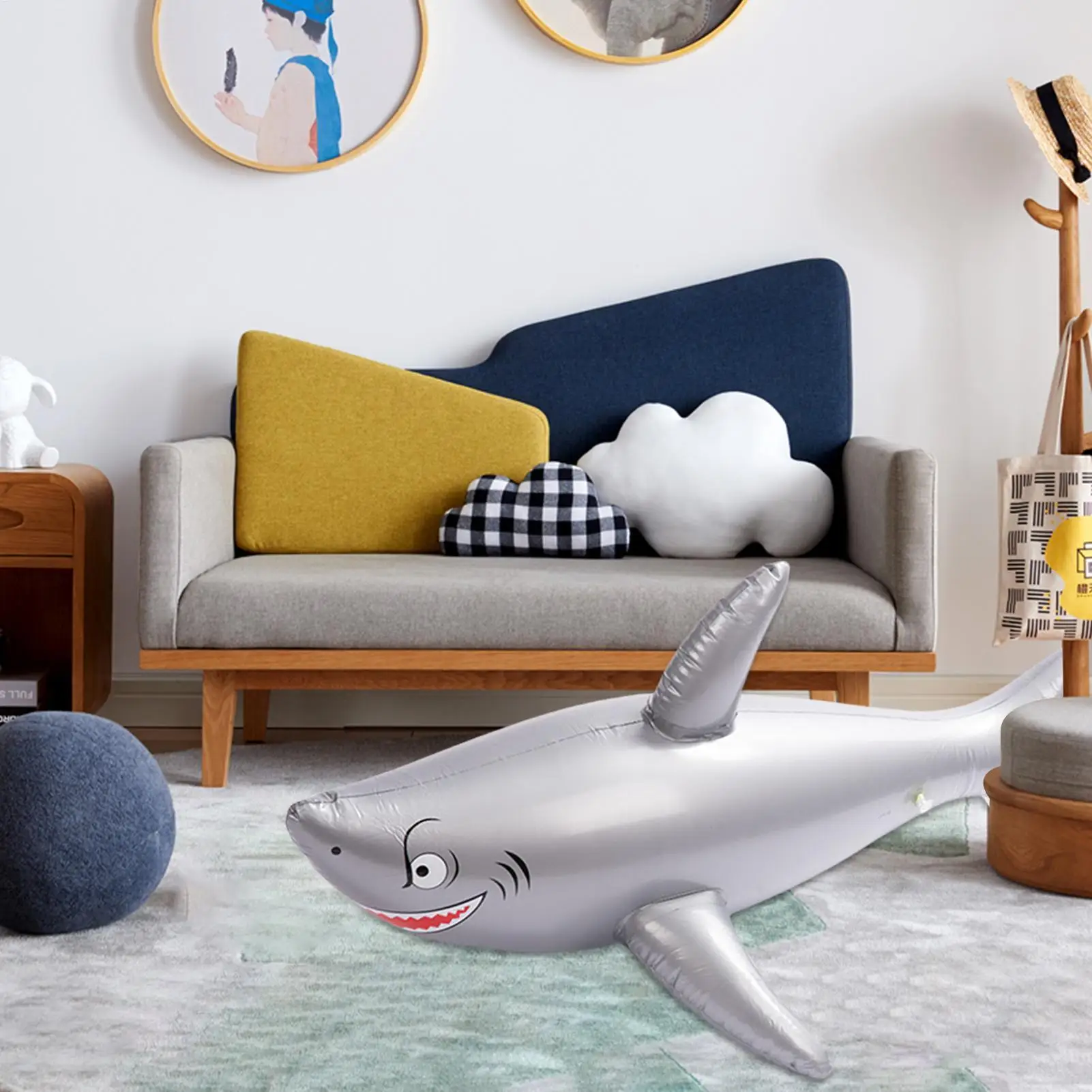 

Надувная игрушка для бассейна с изображением акулы, 40-дюймовый ПВХ, большая акула, украшения для дня рождения для маленьких детей под морем, тема океана