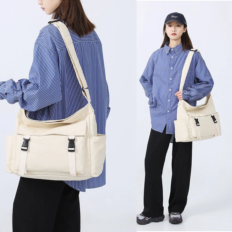 

Canvas Messenger Bag Large Hobo Shoulder Crossbody Purses Casual Tote Bags for Women Travel Bag Multiple Pockets