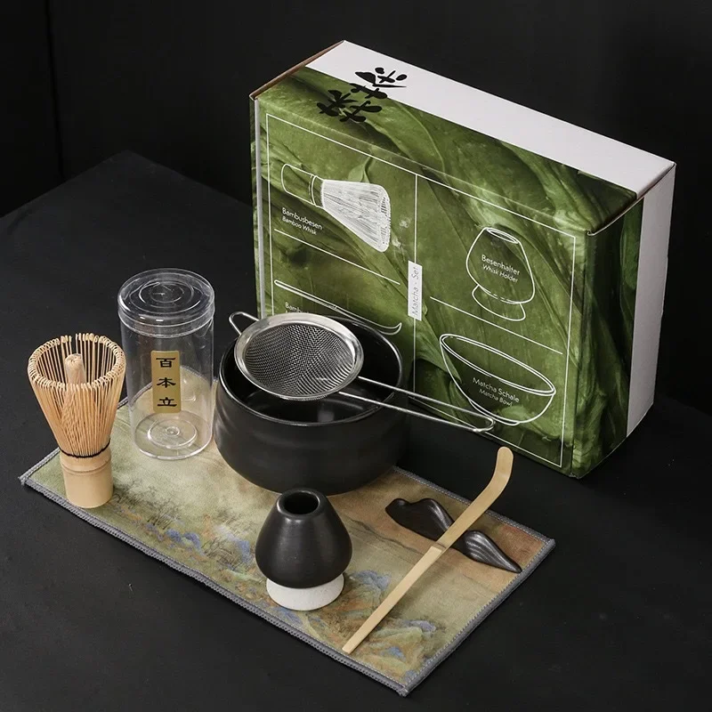 Handmade Home Easy Clean Matcha Tea Set Tool Stand Kit Bowl Whisk Scoop Gift Ceremony Traditional Japanese Accessories