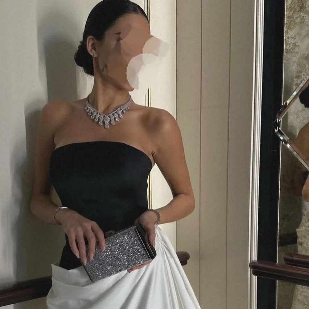 Moderno marfim cetim plissado sem alças vestidos de noite até o chão formal festa vestidos de baile