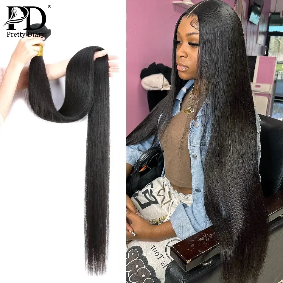 30 40 Inch Bone Straight Human Hair Weave Bundle 2 3 4 Bundles Raw Virgin Remy Indian Doule Drawn Wholesale Natural