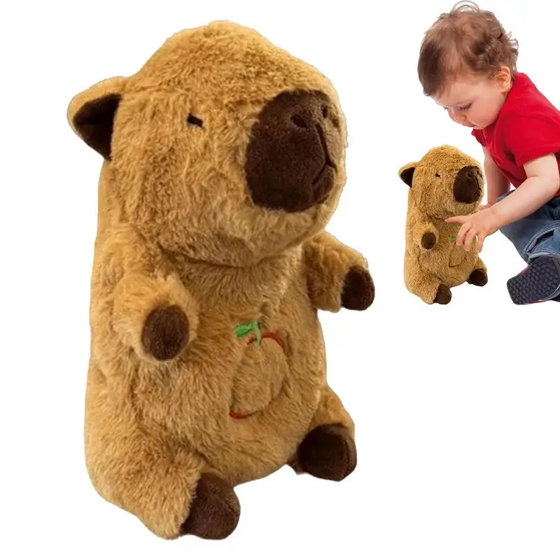 Sleeping Plush Breathing Stuffed Capybara Toy Realistic Interactive Plush Toy Lights & Rhythmic Breathing Motion Bedtime Soother