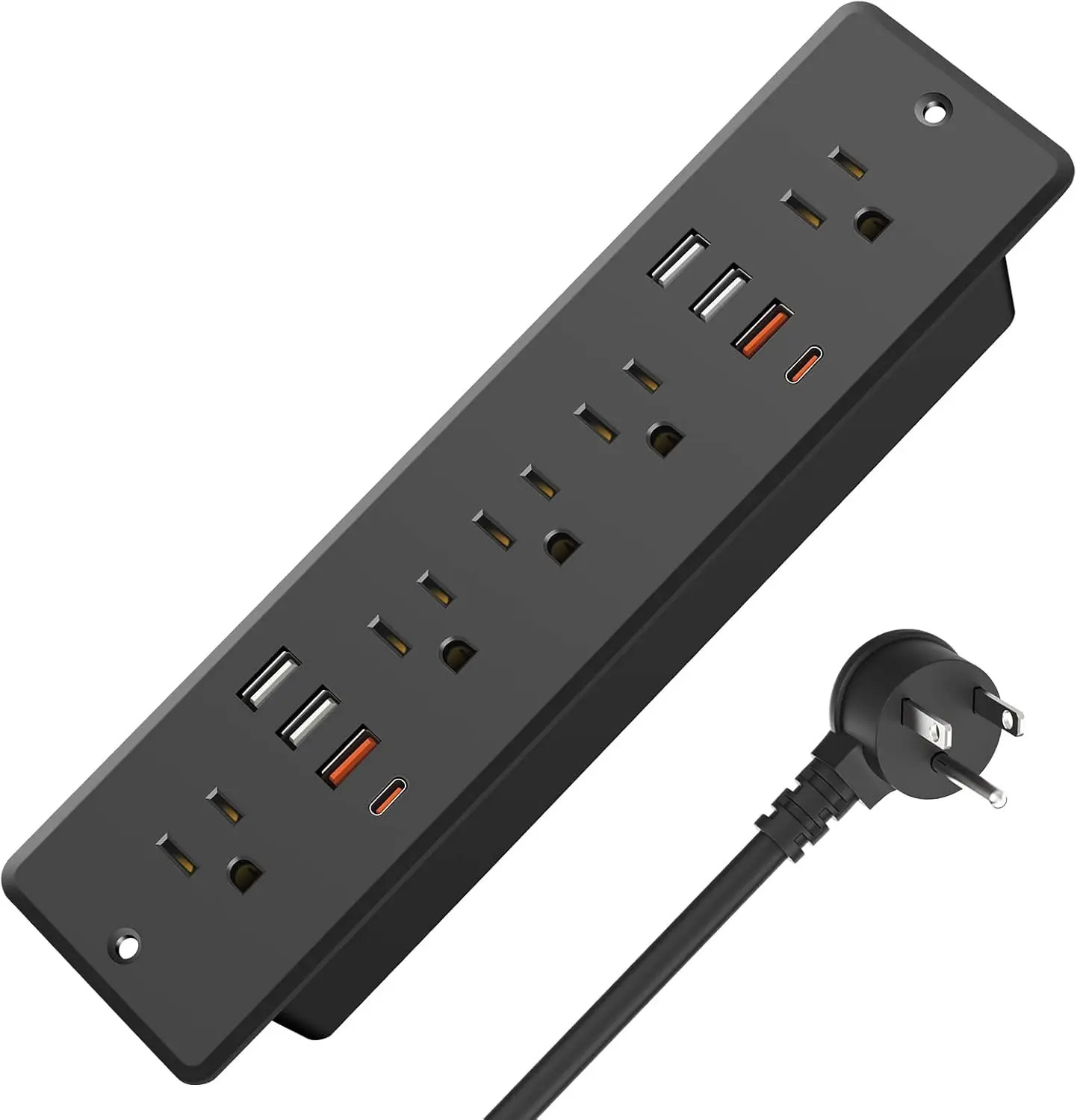 

45W Fast Charging Recessed Power Strip with 13 Ports, Surge Protection, Flat Plug and 10ft Cord