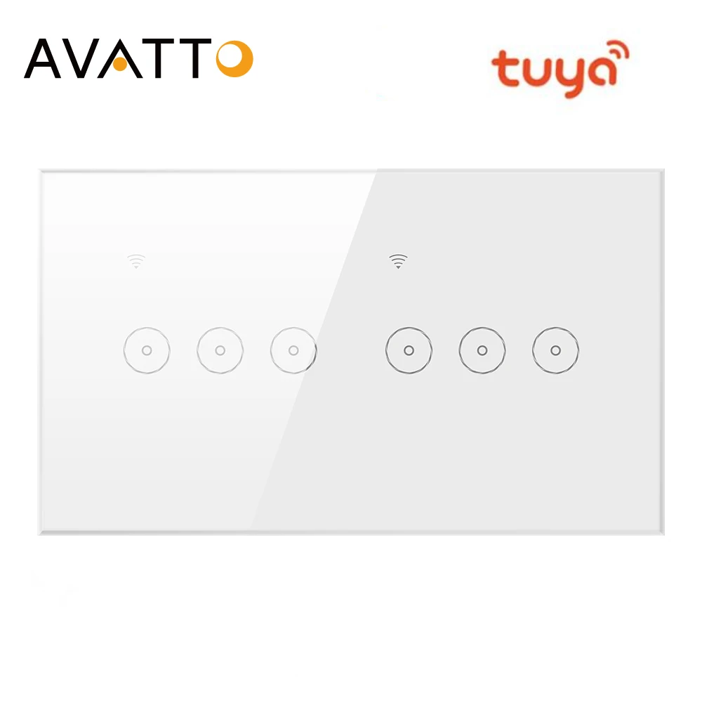 Avatto Wifi Smart Wand leuchte Schalter 10a Glas Touch Panel Inter uptor 4/5/6 Gang drahtlose App