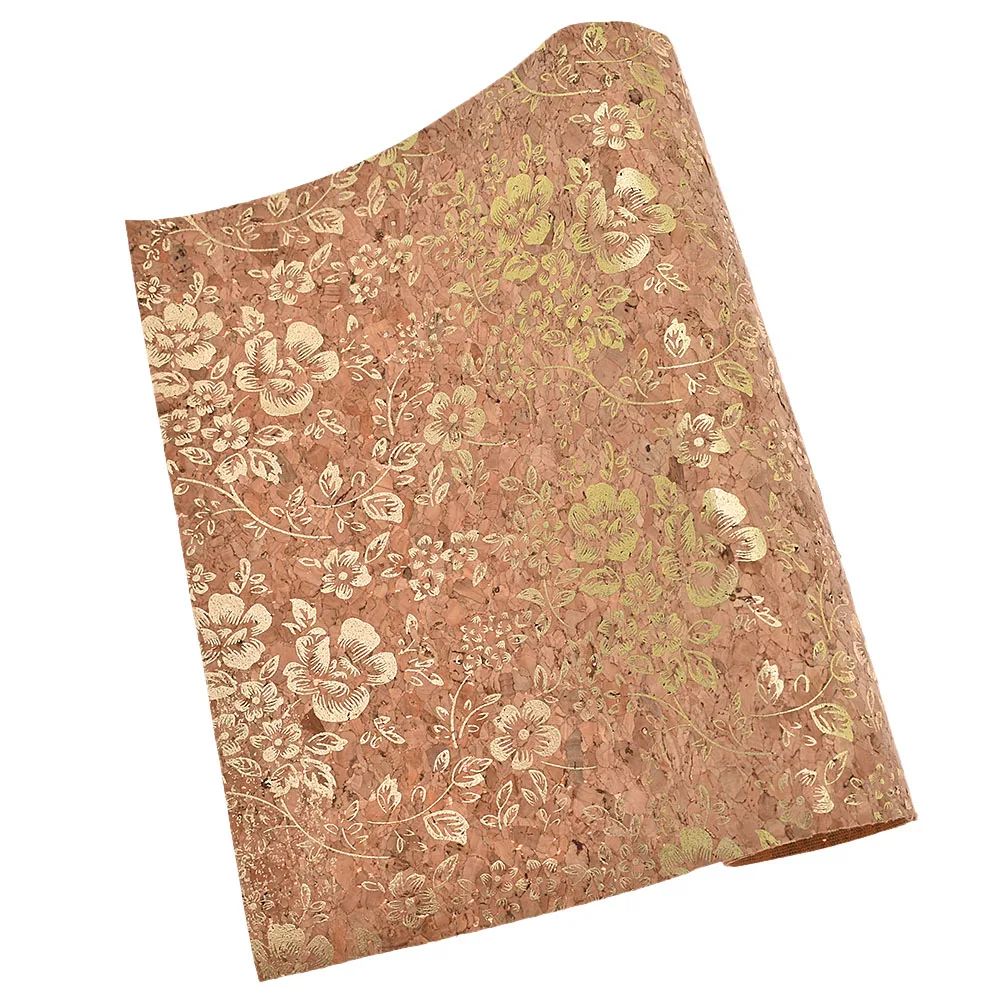 A3 A4 Vintage Soft Cork Synthetic Leather Fabric For Garment Handbags Handmade Floral Sewing Fabric