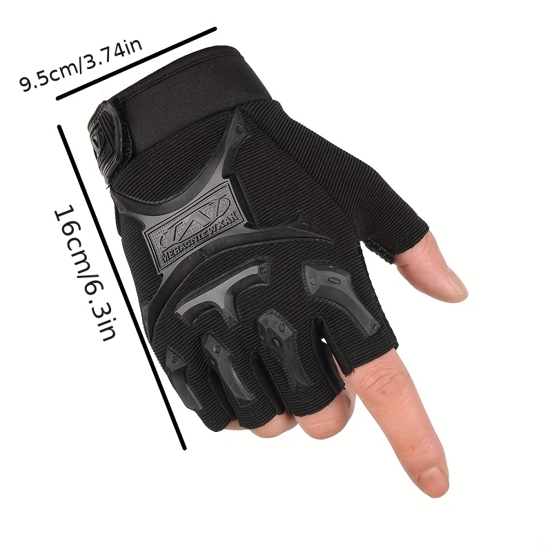 قفازات تكتيكية نصف اصبع للرجال، مقاومة للانزلاق والتآكل للتدريب على الرماية والصيد وركوب الدراجات والرياضات الخارجية #3