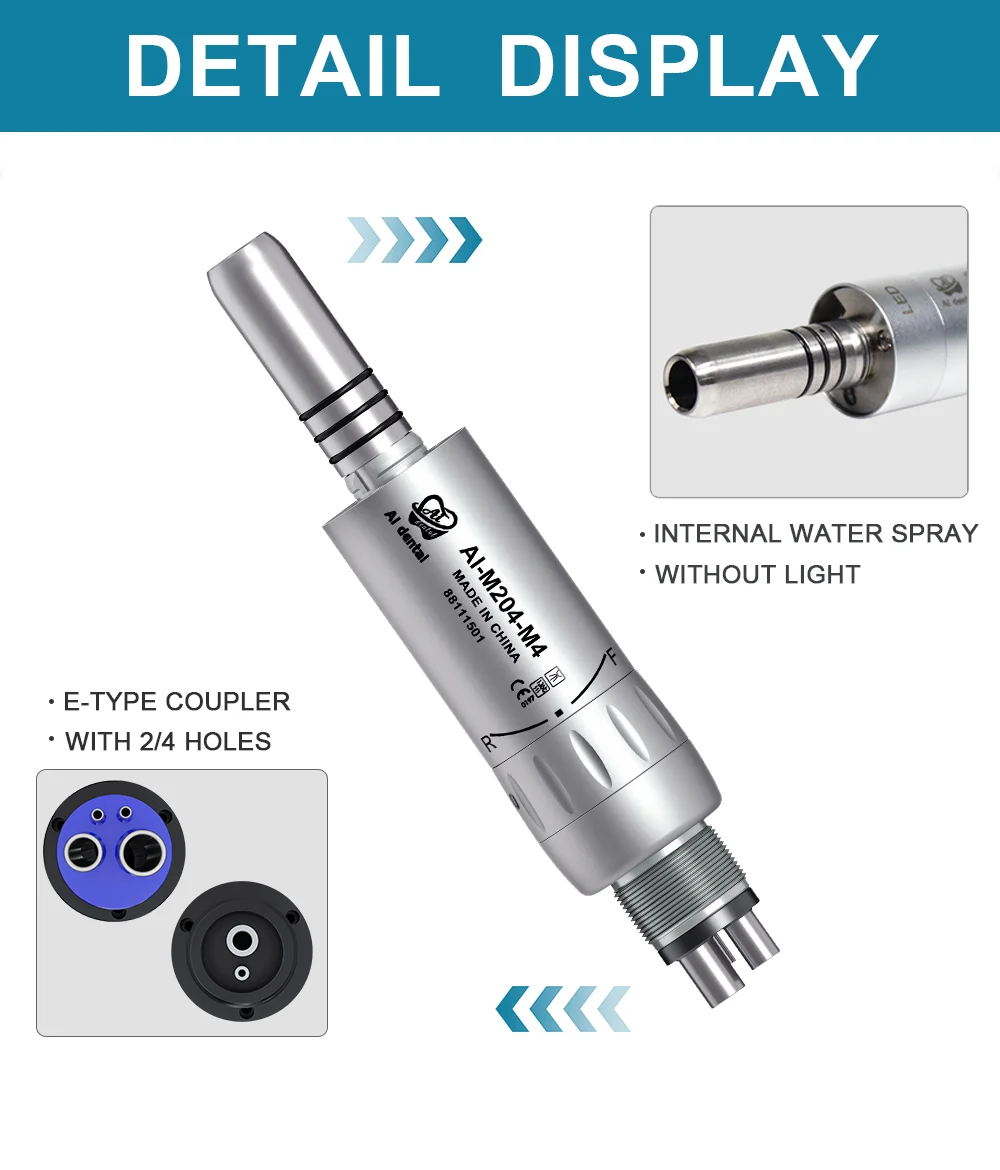 Dental Inner Water Air Motor Slow Speed Handpiece Parts AI-M204/M205 Non-LED Turbine Connector AI-M205LG LED Generator Series