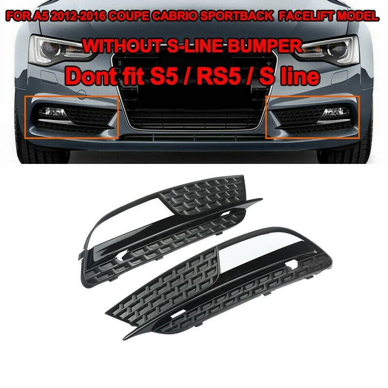 Car Front Bumper Grille Fog Light Cover Grill Grille Cover Trim For-Audi A5 S5 2013-2016 8T0807682K Right Side