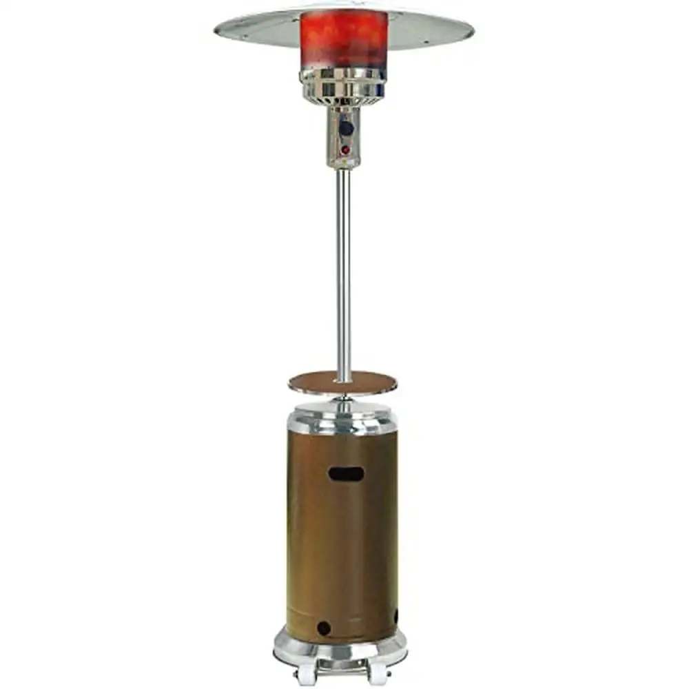 

7-Ft. Portable Patio Heater 41000 BTU Bronze Stainless Steel Gas Outdoor Deck Heater Umbrella Style Easy Assembly Safe Ignition