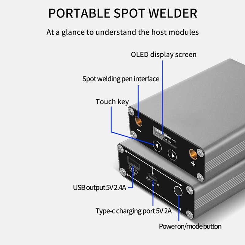ABBN-soldador de puntos ajustable 30 engranajes pantalla OLED 5000Mah Lipo incluye para DH-30 de soldadura por puntos portátil de tira de níquel máxima de 0,15 Mm