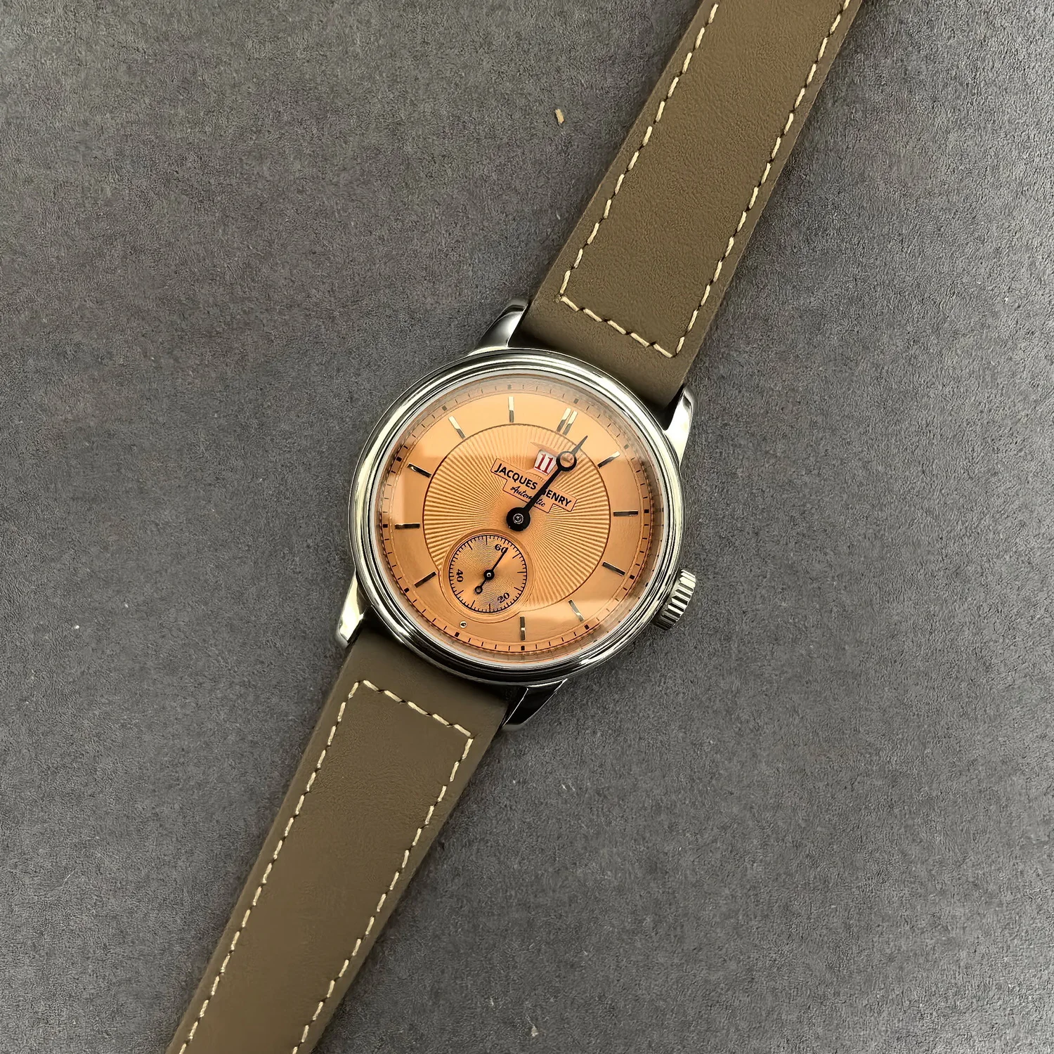 JACQUES GENRY Men Automatic Watch Aviator 38mm Jumping Hour Mechanical Wristwatch Sapphire Mirror ST17 Mov