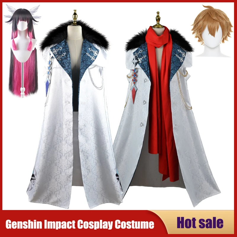 

Game Genshin Impact Il Dottore The Doctor Cosplay Costume Fatui Harbingers Tartaglia Cloak Scarf Uniform Carnival Party Manteau