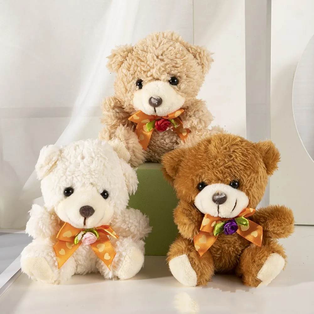 11cm 1pc Cute Patch Bear Dolls Lovely Teddy Bear Stuffed Toy Soft Bear Baby Toy Kids Girls Birthday Brinquedos Wedding Gifts