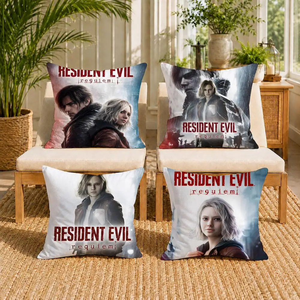 Game R-Resident Evil Requiem Cushion Cover Breathable Short Plush Pillow Case Wrinkle-Resistant Machine-Washable For Easy Care