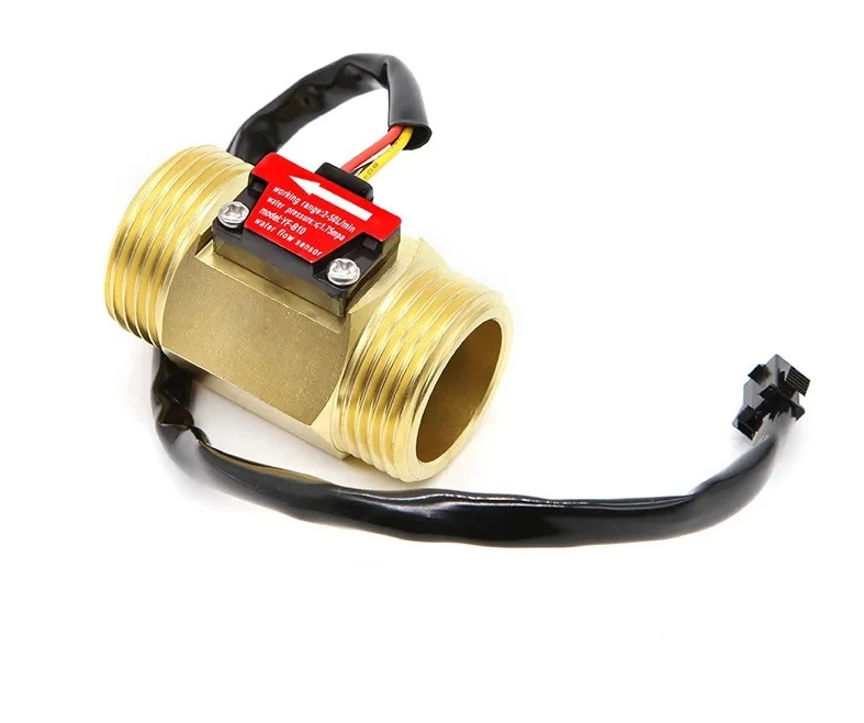 2PCS Hall Water Flow Sensor B10, Copper Turbine Water Flow Meter 1 Inch for Industrial Chemical