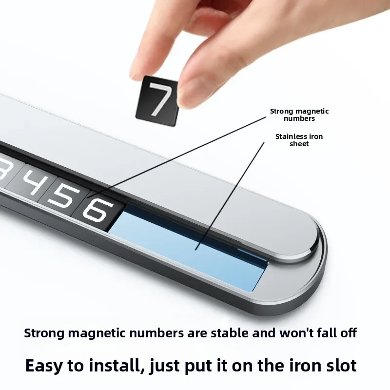 Full Alloy Dual Number Parking Plate, Luxury Temporary Phone Sign, Premium Dashboard Card for Auto Interior Accessories - view 3