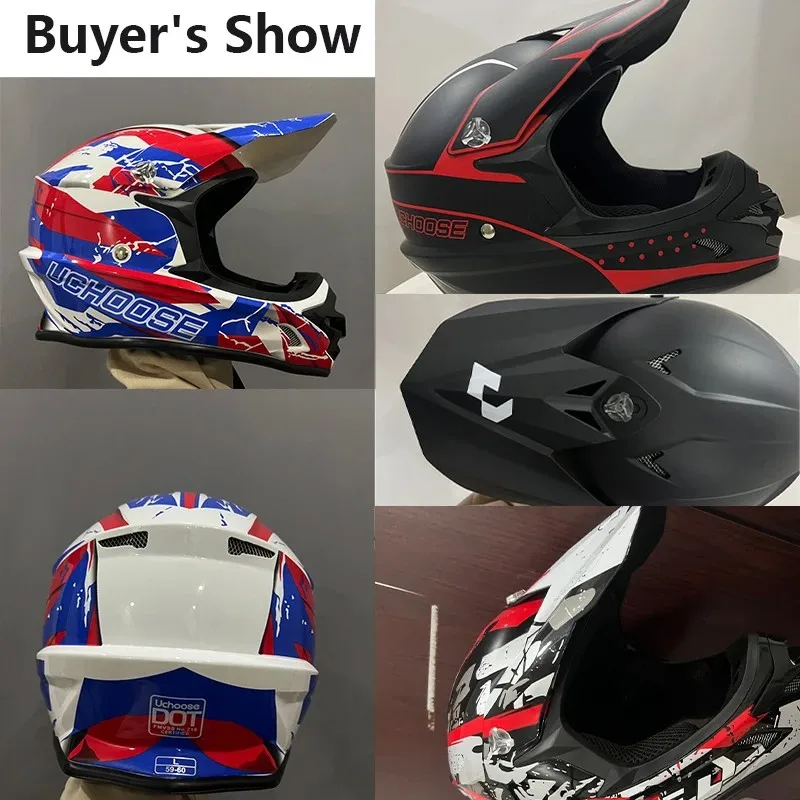 DOT Adult Female Men Unique Helmets Motocross Off Road Helmet Downhill 3-piece set ATV motorcycle helmet