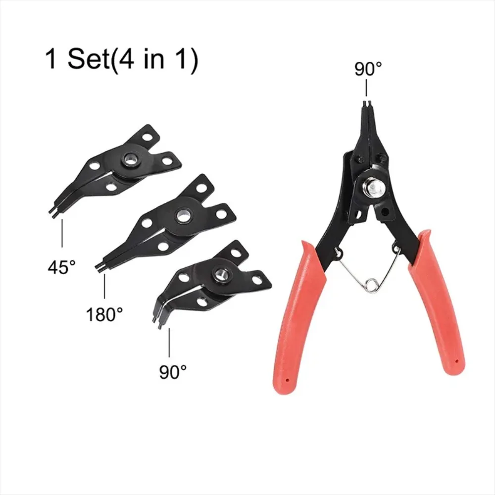 5.5-inch Snap Ring Pliers Set Multifunctional Anti slip Multi Angle Snap Ring Pliers Set Easy to operate 4-in-1