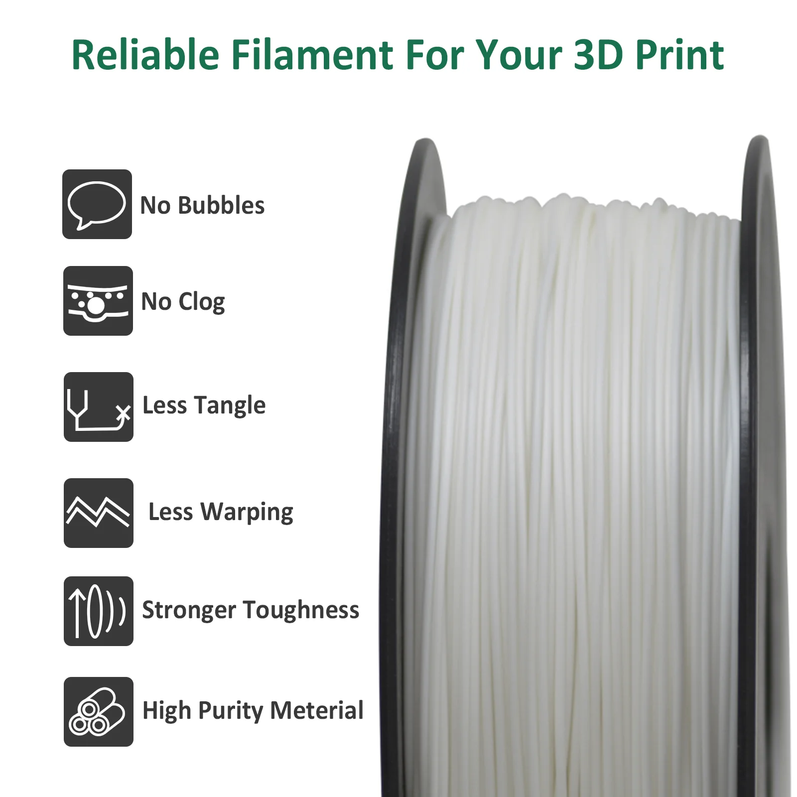 Geeetech  ABS 3D Filament 1.75mm 1KG plastic, 3D Printer Material, Tangle-Free, Non-Toxic, Vacuum Packaging White Black