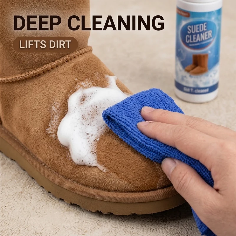Suede Cleaner Foam with Cleaning Cloth Waterless Stain Remover for Suede Nubuck Boots Shoes Bags Care 200ml - SIKEZHAN