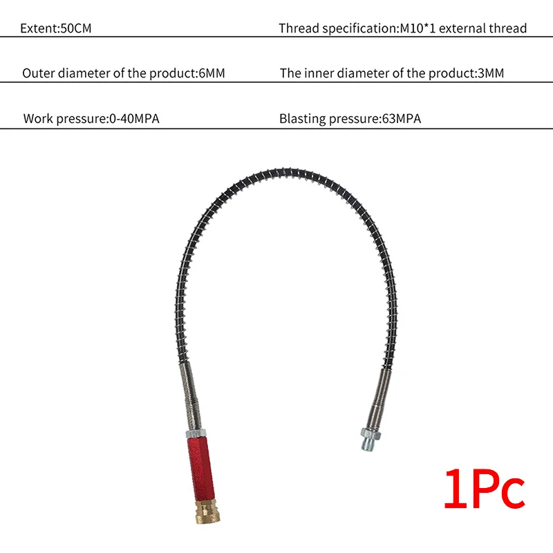 #1Pc TPU 63mpa Pump Hose With 6mm Female Quick Steel Copper 4500psi High Pressure Spring Inflation Hose