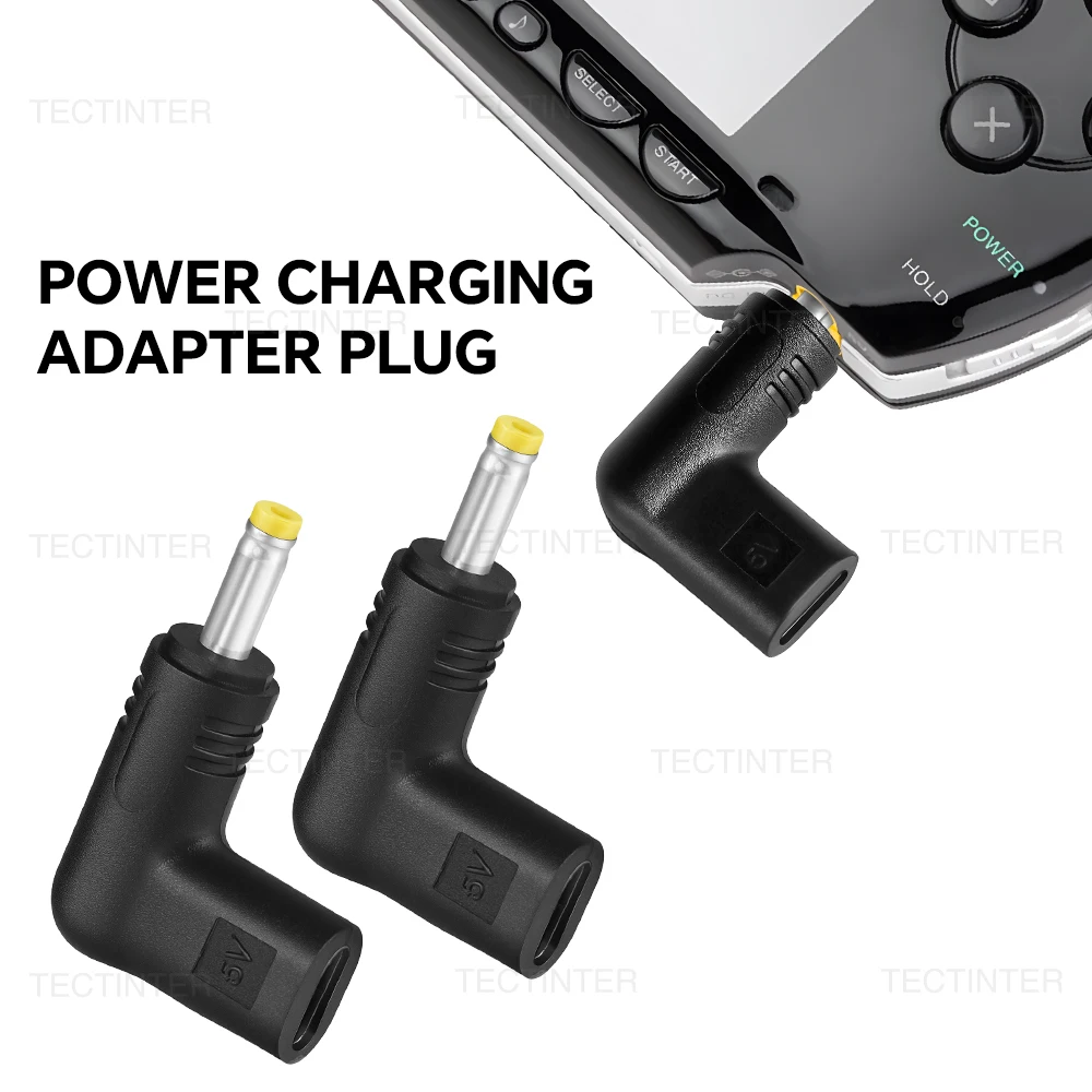 Adaptador de Conversão de Energia Tipo-C 5V para DC para Consoles de Jogos PSP 1000/2000/3000, Acessórios de Adaptador de Carregamento com Plugue DC