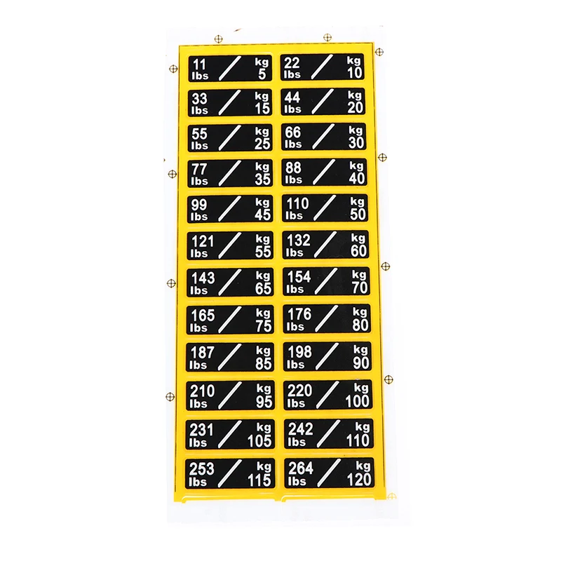 ⑥ 1sheet  Weight Stickers Self-Adhesive Weight Stack Labels Gym Equipment Weight Plate Sticker Fitness Equipment Stickers