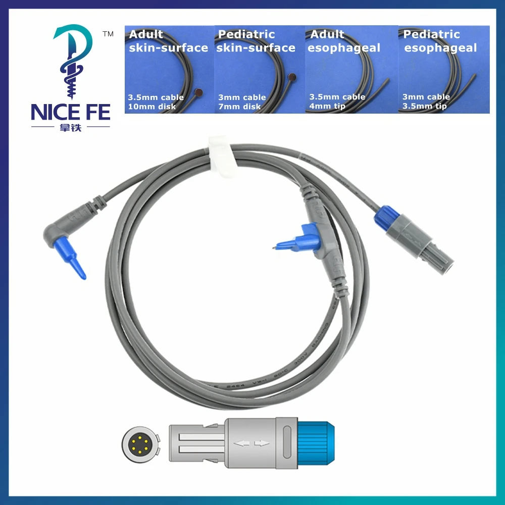 Compatible Fisher Parker Temperature Flow Dual Probe monitor sensor cable 6pin40degree compatible 900MR869, 900MR860 Humidifier