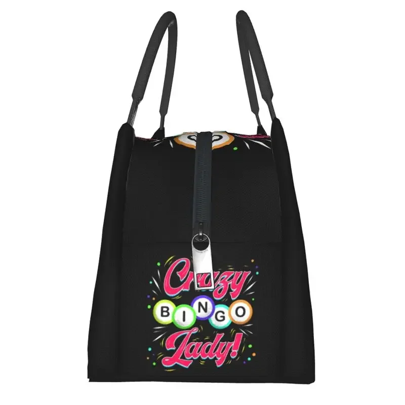 Custom Lucky Game Crazy Bingo Lady Gambling Player Lunch Bags Women Cooler Warm Insulated Lunch Box for Office Travel