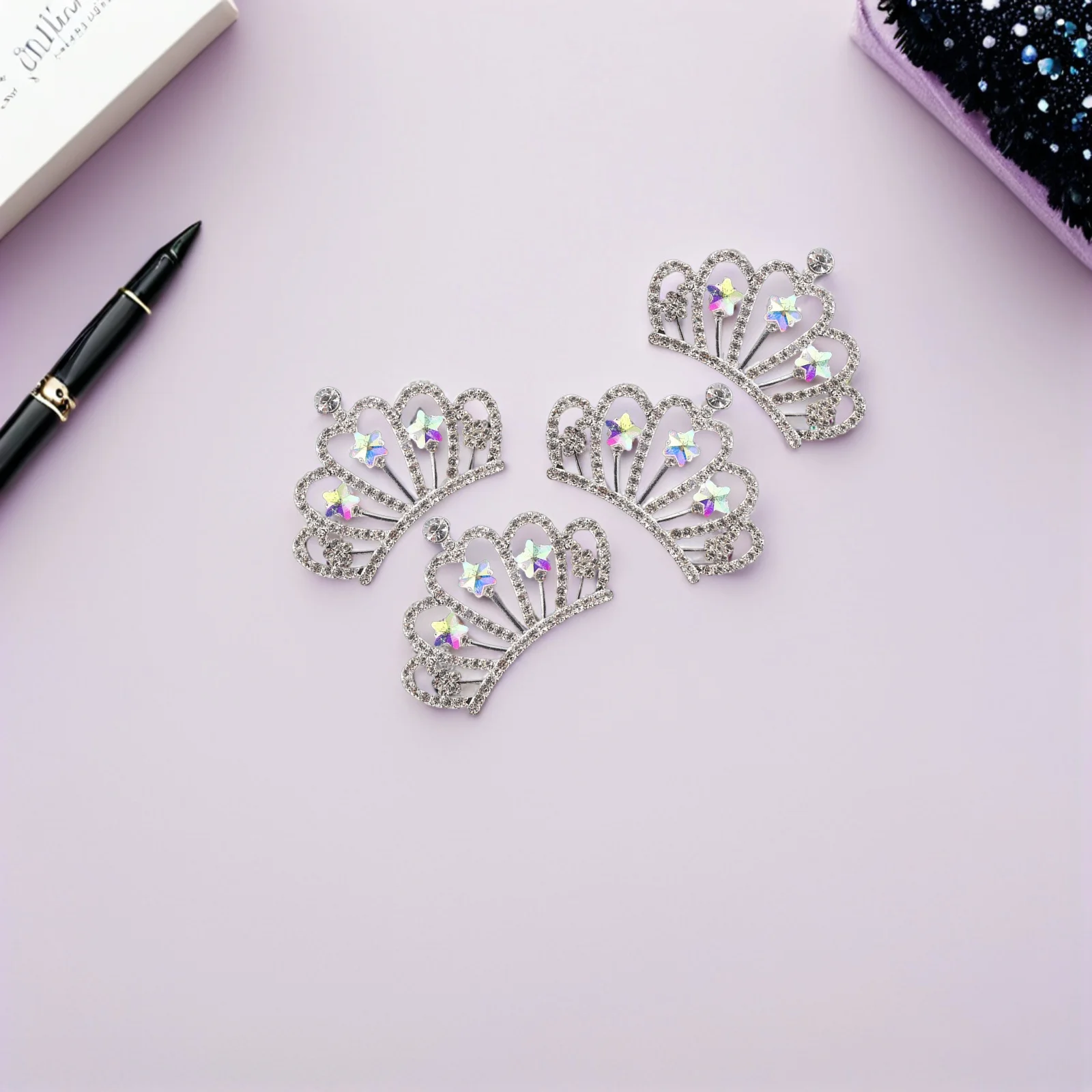 

10Pcs Rhinestone Crown Embellishments Mini Tiaras Crystal Flatback Decorations for DIY Hair Accessories Jewelry Making Crafts