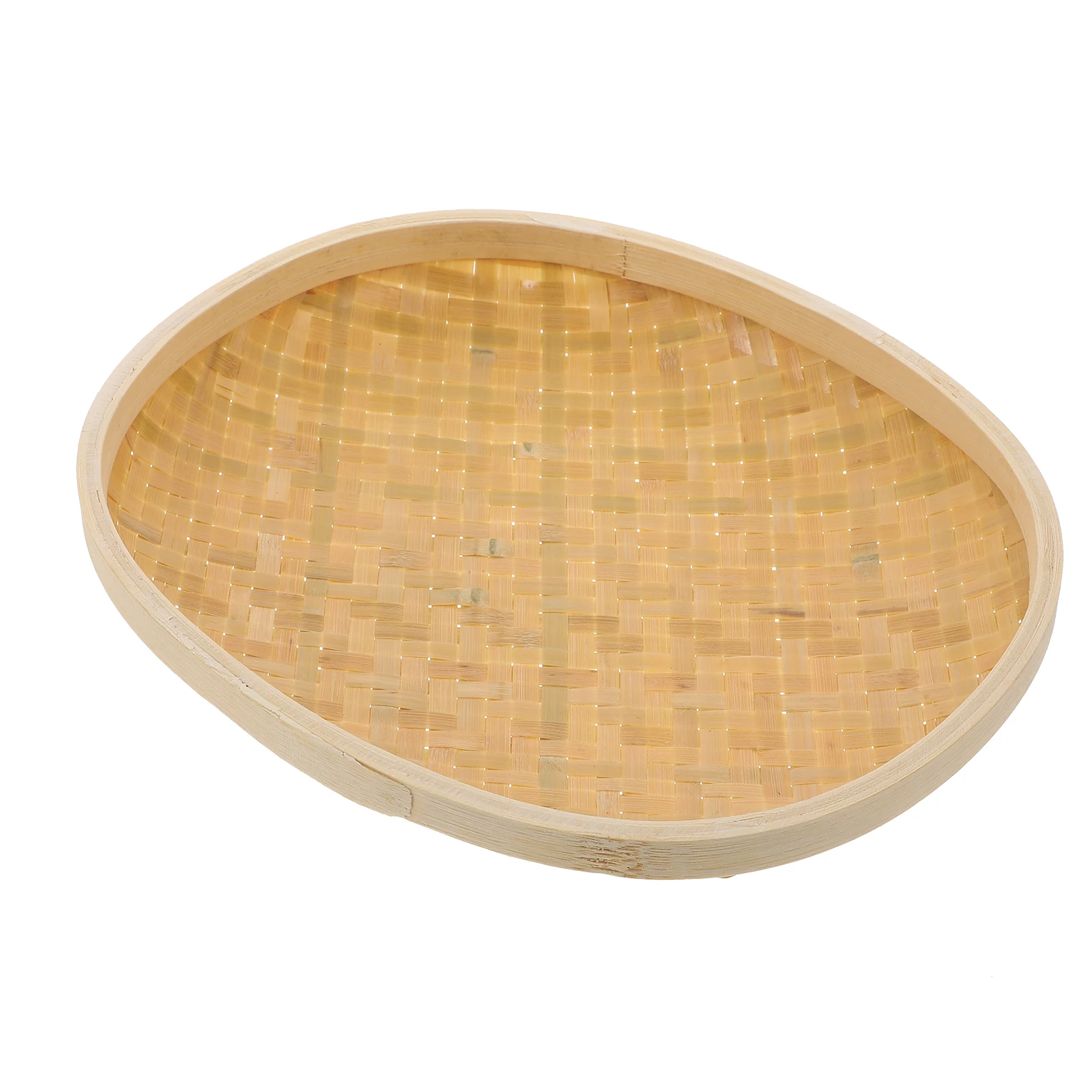 

1pc Bamboo Basket Food Serving Tray Home Use Bread Organizer Egg Storage Container Fruit Bun Basket Drying Kitchen Storage Khaki