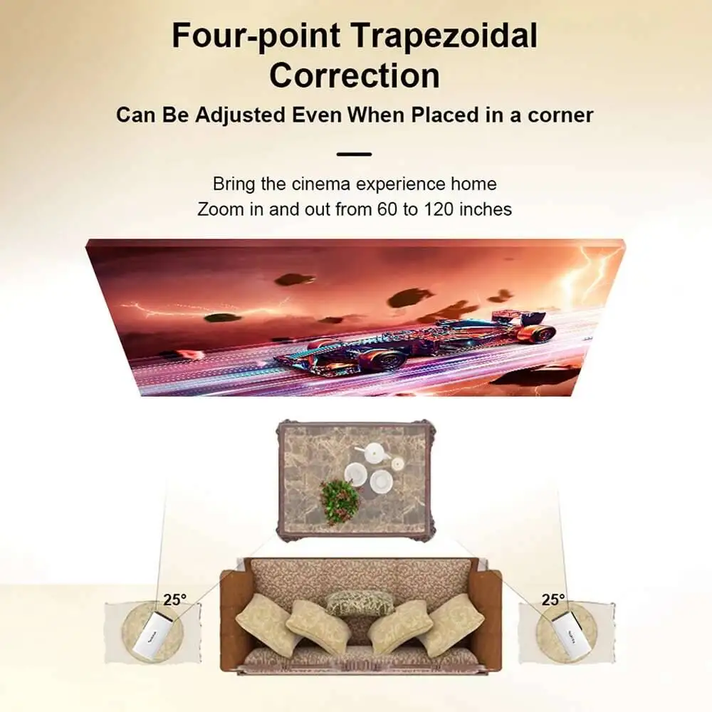 Touyinger  E700 Pro Mini LED Projector Smart Android Beam Support 4K 1080P Portable Bluetooth Speaker Adjustable Stand For Home