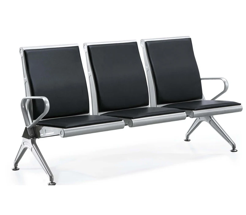 

Modern Black High Back Leather 3-Seater Waiting Chair for Public Places Like Airports Hospitals Clinics Banks and Offices